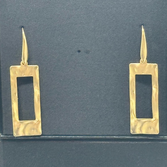 INC International Concepts Jewelry - INC Gold Tone Rectangle Hammered Open Drop Dangle earrings In Box